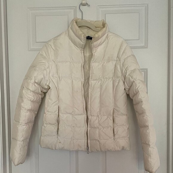 Andrew Marc cream colored down puffy short waist zip winter coat - Picture 1 of 2